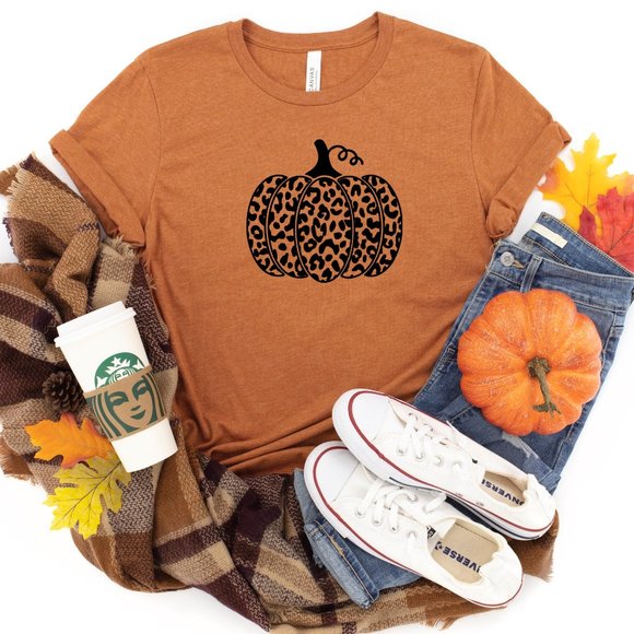 Tops - Leopard Pumpkin Shirt - FALL Shirt